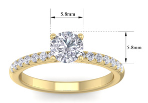 1 Carat Round Shape Classic Moissanite Engagement Ring In 14K Yellow Gold (3 G), E/F By SuperJeweler
