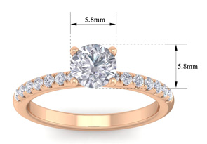 1 Carat Round Shape Classic Moissanite Engagement Ring In 14K Rose Gold (3 G), E/F By SuperJeweler