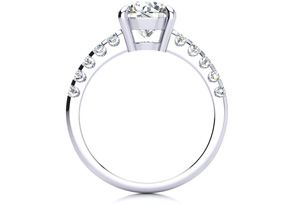 2 1/3 Carat Traditional Diamond Engagement Ring W/ 2 Carat Center Round Solitaire In 14K White Gold (4.5 G) (I-J, I1-I2 Clarity Enhanced) By