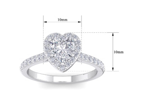 1 1/3 Carat Heart Shape Halo Diamond Engagement Ring In 14K White Gold (3.70 G), H-I By SuperJeweler