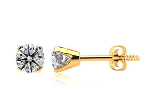 Nearly 1/2 Carat Colorless Diamond Stud Earrings In 14K Yellow Gold (.7 Grams) (F-G Color, I2) By SuperJeweler