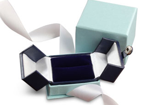 Navy Leather Ring Box W/ Blue Velvet Interior & Snap, Includes Outer Box W/ Ribbon By SuperJeweler