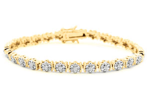 1/2 Carat Diamond Flower Bracelet, 7 Inches. Natural Rose Cut Diamonds. Yellow Gold (12 G) Overlay,  By SuperJeweler
