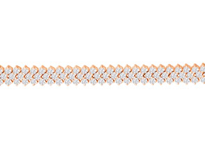 12 Carat Three Row Diamond Tennis Bracelet In 14K Rose Gold (27 G), H/I, 7 Inch By Hansa