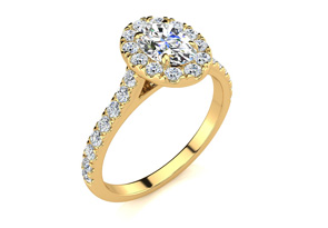 1 Carat Oval Shape Halo Diamond Engagement Ring In 14K Yellow Gold (4.50 G) (H-I, SI2-I1) By SuperJeweler