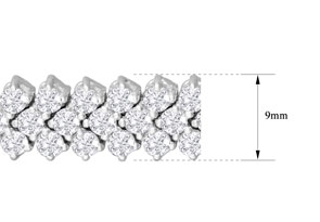 13 Carat Three Row Diamond Men's Tennis Bracelet In 14K White Gold (27 G), 8 Inches, I/J By SuperJeweler