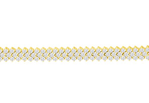 13 Carat Three Row Diamond Men's Tennis Bracelet In 14K Yellow Gold (27 G), 8 Inches, I/J By SuperJeweler