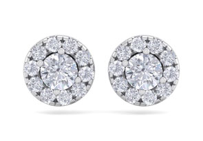2.5 Carat Halo Diamond Stud Earrings In 14K White Gold (2.60 G) (H-I, SI2-I1) By SuperJeweler