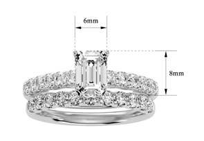 3 Carat Emerald Cut Bridal Ring Set In 14K White Gold (6 G) (H-I, SI1-SI2 Clarity Enhanced), Size 4 By SuperJeweler