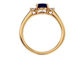 1 3/4 Carat Oval Shape Sapphire & Two 2 Diamond Ring In 14K Yellow Gold (2.40 G), I-J, Size 4 By SuperJeweler