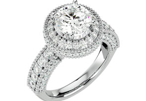 3 1/2 Carat Halo Diamond Engagement Ring In 14K White Gold (4.40 G) (, I1-I2 Clarity Enhanced) By SuperJeweler