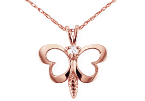 Cute Diamond Butterfly Pendant In Rose Gold,  By SuperJeweler
