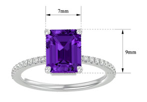2 1/5 Carat Amethyst & 22 Diamond Ring In 14K White Gold (3 G), , Size 4 By SuperJeweler