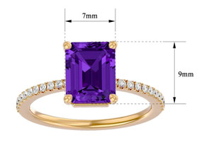 2 1/5 Carat Amethyst & 22 Diamond Ring In 14K Yellow Gold (3 G), I-J, Size 4 By SuperJeweler