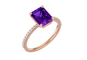 2 1/5 Carat Amethyst & 22 Diamond Ring In 14K Rose Gold (3 G), I-J, Size 4 By SuperJeweler
