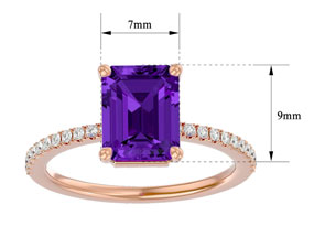 2 1/5 Carat Amethyst & 22 Diamond Ring In 14K Rose Gold (3 G), , Size 4 By SuperJeweler