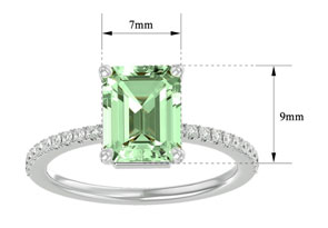 2 1/5 Carat Green Amethyst & 22 Diamond Ring In 14K White Gold (3 G), I-J, Size 4 By SuperJeweler