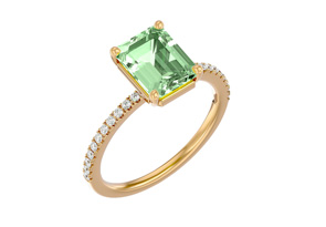 2 1/5 Carat Green Amethyst & 22 Diamond Ring In 14K Yellow Gold (3 G), I-J, Size 4 By SuperJeweler