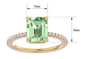 2 1/5 Carat Green Amethyst & 22 Diamond Ring In 14K Yellow Gold (3 G), I-J, Size 4 By SuperJeweler