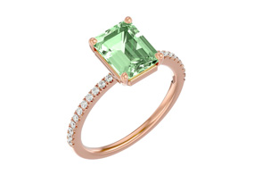 2 1/5 Carat Green Amethyst & 22 Diamond Ring In 14K Rose Gold (3 G), , Size 4 By SuperJeweler