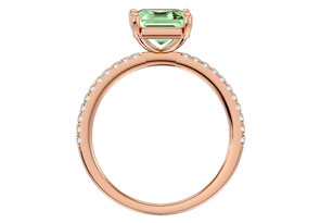 2 1/5 Carat Green Amethyst & 22 Diamond Ring In 14K Rose Gold (3 G), , Size 4 By SuperJeweler