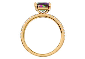 2-1/5 Carat Octagon Shape Mystic Topaz Ring & Diamonds In 14K Yellow Gold (3 G) (, I1-I2), Size 4 By SuperJeweler