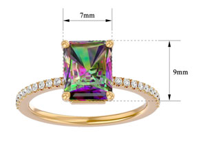 2-1/5 Carat Octagon Shape Mystic Topaz Ring & Diamonds In 14K Yellow Gold (3 G) (, I1-I2), Size 4 By SuperJeweler
