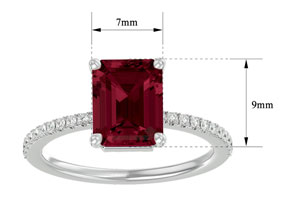 3 Carat Garnet & 22 Diamond Ring In 14K White Gold (3 G), , Size 4 By SuperJeweler
