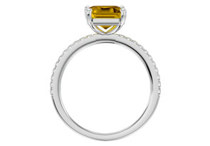2 1/5 Carat Citrine & 22 Diamond Ring In 14K White Gold (3 G), , Size 4 By SuperJeweler