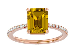 2 1/5 Carat Citrine & 22 Diamond Ring In 14K Rose Gold (3 G), , Size 4 By SuperJeweler