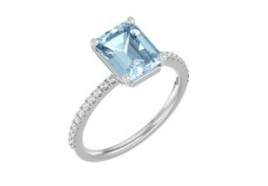 2 1/3 Carat Aquamarine & 22 Diamond Ring In 14K White Gold (3 G), , Size 4 By SuperJeweler