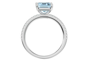 2 1/3 Carat Aquamarine & 22 Diamond Ring In 14K White Gold (3 G), , Size 4 By SuperJeweler