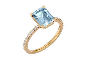 2 1/3 Carat Aquamarine & 22 Diamond Ring In 14K Yellow Gold (3 G), , Size 4 By SuperJeweler