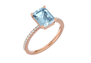 2 1/3 Carat Aquamarine & 22 Diamond Ring In 14K Rose Gold (3 G), , Size 4 By SuperJeweler