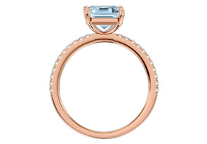 2 1/3 Carat Aquamarine & 22 Diamond Ring In 14K Rose Gold (3 G), , Size 4 By SuperJeweler
