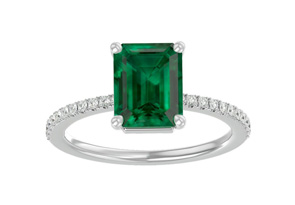 2 1/3 Carat Emerald Cut & 22 Diamond Ring In 14K White Gold (3 G), , Size 4 By SuperJeweler