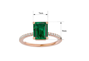 2 1/3 Carat Emerald Cut & 22 Diamond Ring In 14K Rose Gold (3 G), , Size 4 By SuperJeweler