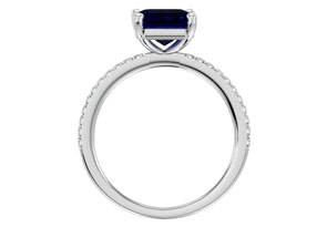 3 Carat Sapphire & 22 Diamond Ring In 14K White Gold (3 G), , Size 4 By SuperJeweler