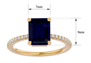 3 Carat Sapphire & 22 Diamond Ring In 14K Yellow Gold (3 G), , Size 4 By SuperJeweler