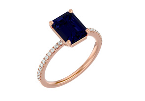 3 Carat Sapphire & 22 Diamond Ring In 14K Rose Gold (3 G), , Size 4 By SuperJeweler