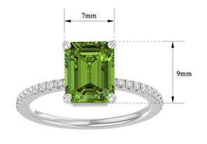 2 3/4 Carat Peridot & 22 Diamond Ring In 14K White Gold (3 G), , Size 4 By SuperJeweler
