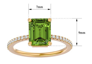 2 3/4 Carat Peridot & 22 Diamond Ring In 14K Yellow Gold (3 G), , Size 4 By SuperJeweler