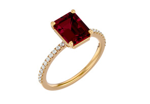 3 Carat Ruby & 22 Diamond Ring In 14K Yellow Gold (3 G), , Size 4 By SuperJeweler