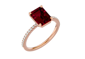 3 Carat Ruby & 22 Diamond Ring In 14K Rose Gold (3 G), , Size 4 By SuperJeweler