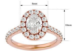 1 3/4 Carat Oval Shape Halo Diamond Engagement Ring In 14K Rose Gold (4.80 G) (, SI2-I1) By SuperJeweler