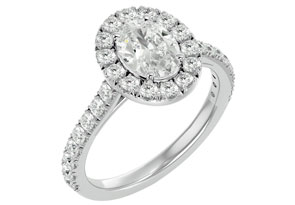 1 3/4 Carat Oval Shape Halo Diamond Engagement Ring In 14K White Gold (4.80 G) (, I1-I2 Clarity Enhanced) By SuperJeweler