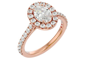 1 3/4 Carat Oval Shape Halo Diamond Engagement Ring In 14K Rose Gold (4.80 G) (, I1-I2 Clarity Enhanced) By SuperJeweler