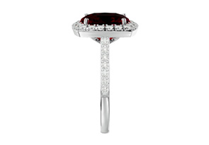 5 Carat Cushion Cut Ruby & Halo 34 Diamond Ring In 18K White Gold (6.50 G), , Size 4 By SuperJeweler