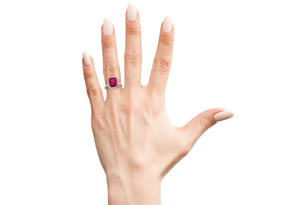 7 1/2 Carat Ruby & 48 Diamond Ring In 14K White Gold (3.80 G), , Size 4 By SuperJeweler