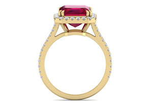 7 1/2 Carat Ruby & 48 Diamond Ring In 14K Yellow Gold (3.80 G), , Size 4 By SuperJeweler